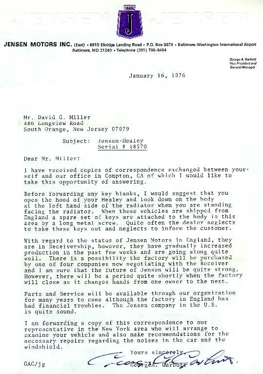 Letter from January 16, 1976